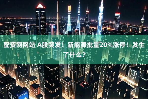 配资网网站 A股突发！新能源批量20%涨停！发生了什么？
