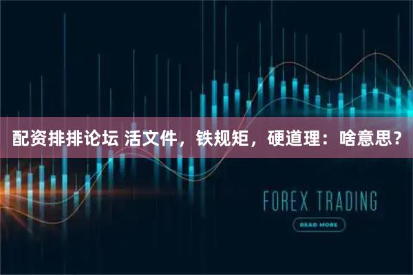配资排排论坛 活文件，铁规矩，硬道理：啥意思？
